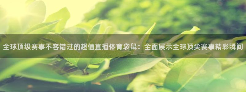全球顶级赛事不容错过的超值直播体育袋鼠：全面展示全球顶尖赛事精彩瞬间
